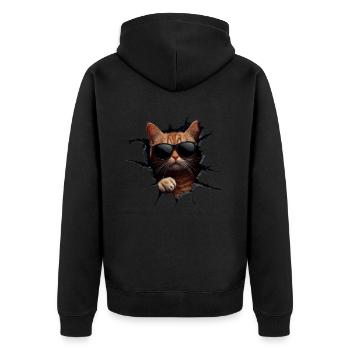 Funny Cats Cat Owner Cute Cat Pet - Unisex Premium Organic Zip Hoodie - black - Back - Nico (187cm)