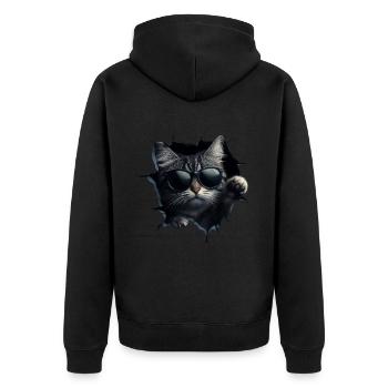 Funny Cats Cat Owner Cute Cat Pet - Unisex Premium Organic Zip Hoodie - black - Back - Nico (187cm)