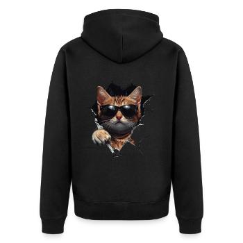 Funny Cats Cat Owner Cute Cat Pet - Unisex Premium Organic Zip Hoodie - black - Back - Nico (187cm)