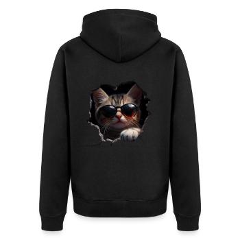 Funny Cats Cat Owner Cute Cat Pet - Unisex Premium Organic Zip Hoodie - black - Back - Nico (187cm)