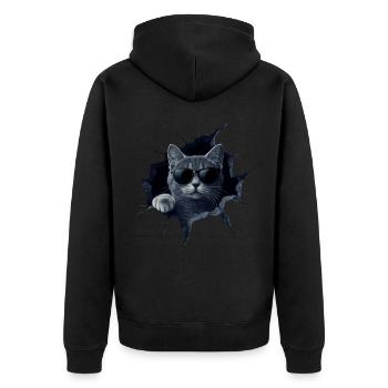 Funny Cats Cat Owner Cute Cat Pet - Unisex Premium Organic Zip Hoodie - black - Back - Nico (187cm)