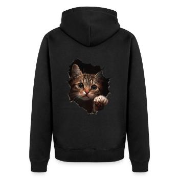 Funny Cats Cat Owner Cute Cat Pet - Unisex Premium Organic Zip Hoodie - black - Back - Nico (187cm)