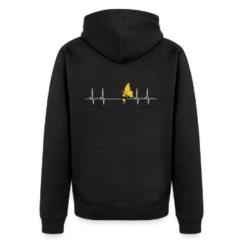 Psychische Gesundheit Depression Semikolon - Unisex Premium Bio Zip Hoodie - Schwarz - Hinten - Nico (187cm)