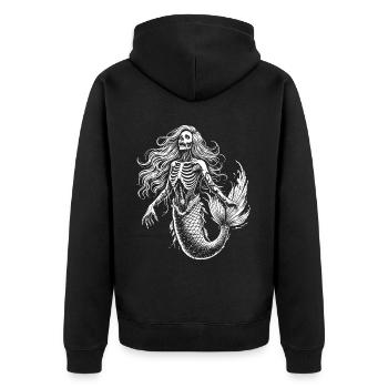 Meerjungfrau Zombie Skelett - Unisex Premium Bio Zip Hoodie - Schwarz - Hinten - Nico (187cm)