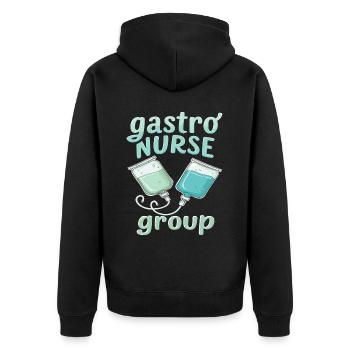 Krankenschwester Gastroenterologie Team - Unisex Premium Bio Zip Hoodie - Schwarz - Hinten - Nico (187cm)