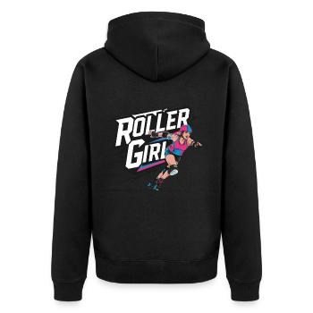 Rollschuhfahren für einen Rollschuhfahrerin - Unisex Premium Bio Zip Hoodie - Schwarz - Hinten - Nico (187cm)