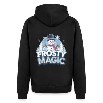 Frostiges Winterwunderland Urlaubssaison - Unisex Premium Bio Zip Hoodie - Schwarz - Hinten - Nico (187cm)