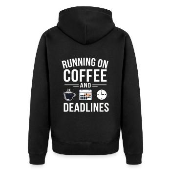 Office Coffee Deadline - Unisex Premium Organic Zip Hoodie - black - Back - Nico (187cm)