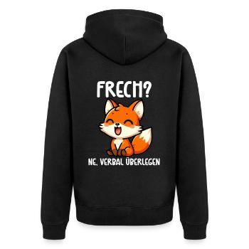 Frech Ne Fuchs Sarkasmus Lustig Verbal Überlegen - Unisex Premium Bio Zip Hoodie - Schwarz - Hinten - Nico (187cm)