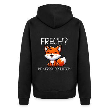 Frech Ne Fuchs Sarkasmus Lustig Verbal Überlegen - Unisex Premium Bio Zip Hoodie - Schwarz - Hinten - Nico (187cm)