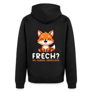 Frech Ne Fuchs Sarkasmus Lustig Verbal Überlegen - Unisex Premium Bio Zip Hoodie - Schwarz - Hinten - Nico (187cm)