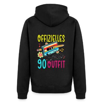 Kassetten Player Mixtape Musik 80er Vintage Retro - Unisex Premium Bio Zip Hoodie - Schwarz - Hinten - Nico (187cm)