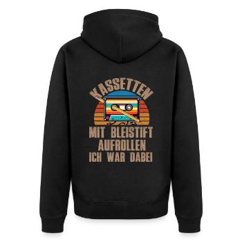 Kassetten Player Mixtape Musik 80er Vintage Retro - Unisex Premium Bio Zip Hoodie - Schwarz - Hinten - Nico (187cm)