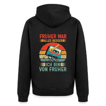 Cassettes Player Mixtape Music 80s Vintage Retro - Unisex Premium Organic Zip Hoodie - black - Back - Nico (187cm)