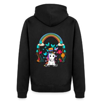 LGBT Arc-en-ciel Arc-en-ciel Drapeau Licorne - Veste à capuche bio Premium Unisexe - noir - Dos - Nico (187cm)