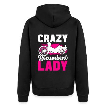 Recumbent Trike Liegetrike Liegedreirad - Unisex Premium Bio Zip Hoodie - Schwarz - Hinten - Nico (187cm)