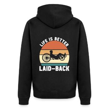 Tricycle couché Liegetrike Liegedreirad - Veste à capuche bio Premium Unisexe - noir - Dos - Nico (187cm)