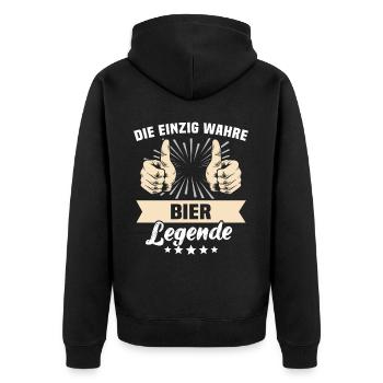 Bier Sprüche - Unisex Premium Bio Zip Hoodie - Schwarz - Hinten - Nico (187cm)