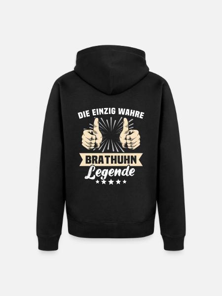 Brathuhn Sprüche - Unisex Premium Bio Zip Hoodie - Schwarz