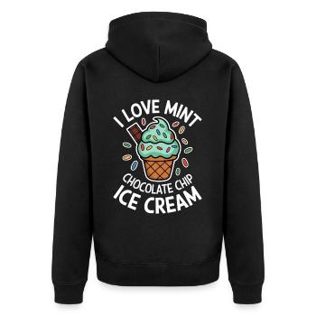 Schoko Minz Eis Spruch Lustiges Minz Eis Geschenk - Unisex Premium Bio Zip Hoodie - Schwarz - Hinten - Nico (187cm)