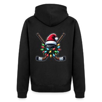 bâton de hockey rondelle joueur de hockey chapeau de père noël - Veste à capuche bio Premium Unisexe - noir - Dos - Nico (187cm)