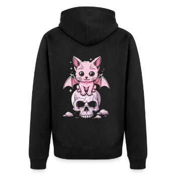 Kawaii Chat Pastel Goth Mignon Effrayant - Veste à capuche bio Premium Unisexe - noir - Dos - Nico (187cm)
