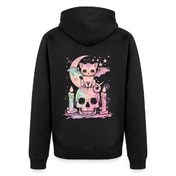 Kawaii Chat Pastel Goth Mignon Effrayant - Veste à capuche bio Premium Unisexe - noir - Dos - Nico (187cm)