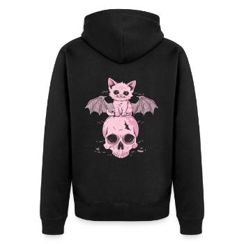 Kawaii Chat Pastel Goth Mignon Effrayant - Veste à capuche bio Premium Unisexe - noir - Dos - Nico (187cm)