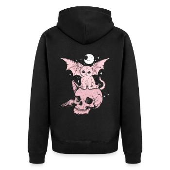 Kawaii Chat Pastel Goth Mignon Effrayant - Veste à capuche bio Premium Unisexe - noir - Dos - Nico (187cm)