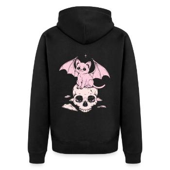 Kawaii Chat Pastel Goth Mignon Effrayant - Veste à capuche bio Premium Unisexe - noir - Dos - Nico (187cm)