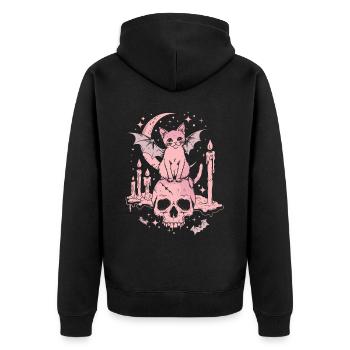 Kawaii Chat Pastel Goth Mignon Effrayant - Veste à capuche bio Premium Unisexe - noir - Dos - Nico (187cm)