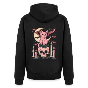 Kawaii Chat Pastel Goth Mignon Effrayant - Veste à capuche bio Premium Unisexe - noir - Dos - Nico (187cm)