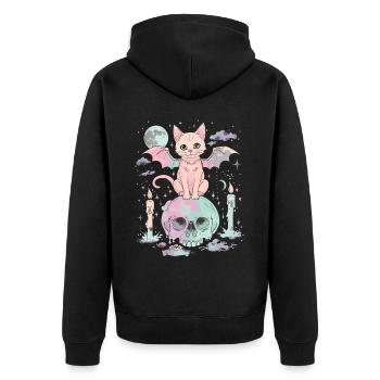 Kawaii Chat Pastel Goth Mignon Effrayant - Veste à capuche bio Premium Unisexe - noir - Dos - Nico (187cm)