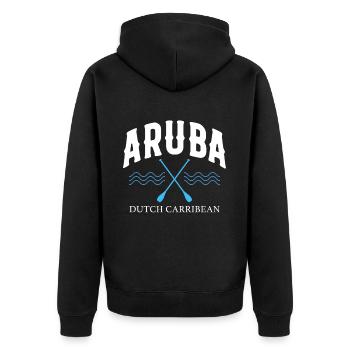 Aruba Karibik Sommer Meer Strand Geschenk - Unisex Premium Bio Zip Hoodie - Schwarz - Hinten - Nico (187cm)