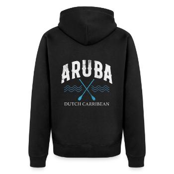 Aruba - Unisex Premium Organic Zip Hoodie - black - Back - Nico (187cm)