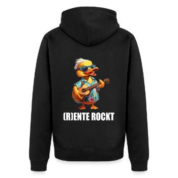 Rentner Rente Sprüche Geschenk Lustig - Unisex Premium Bio Zip Hoodie - Schwarz - Hinten - Nico (187cm)