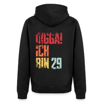 29. Geburtstag 29 Jahre Geschenk Spruch - Unisex Premium Bio Zip Hoodie - Schwarz - Hinten - Nico (187cm)