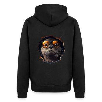 Funny Otter Otter Lover Cute Otter Zoo - Unisex Premium Organic Zip Hoodie - black - Back - Nico (187cm)