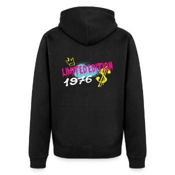 Edition Limitée 1976 Anniversaire Né 1976 - Veste à capuche bio Premium Unisexe - noir - Dos - Nico (187cm)