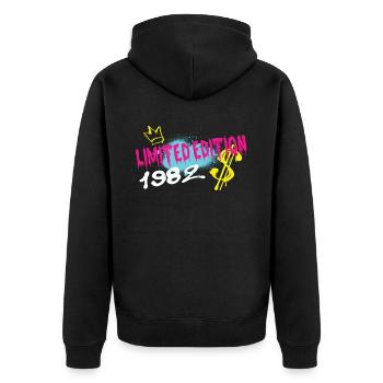 Edition Limitée 1982 Anniversaire Né 1982 - Veste à capuche bio Premium Unisexe - noir - Dos - Nico (187cm)