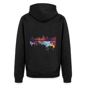 Den Helder - Unisex Premium Bio Zip Hoodie - Schwarz - Hinten - Nico (187cm)