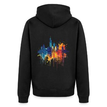 Dijk en Waard - Unisex Premium Organic Zip Hoodie - black - Back - Nico (187cm)