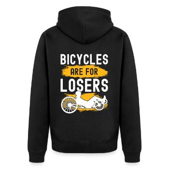 Recumbent Trike Liegetrike Liegedreirad - Unisex Premium Bio Zip Hoodie - Schwarz - Hinten - Nico (187cm)
