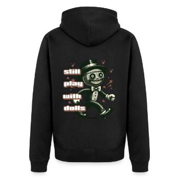 Voodoo Doll Creepy Party Design Still Playing - Unisex Premium Organic Zip Hoodie - black - Back - Nico (187cm)