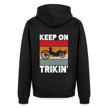Recumbent Trike Liegetrike Liegedreirad - Unisex Premium Bio Zip Hoodie - Schwarz - Hinten - Nico (187cm)