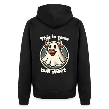 Halloween vache humour design - Veste à capuche bio Premium Unisexe - noir - Dos - Nico (187cm)
