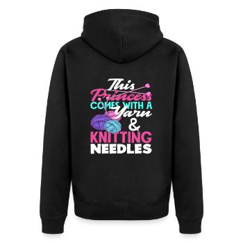 Diese Prinzessin Mit Garn Und Stricknadeln - Unisex Premium Bio Zip Hoodie - Schwarz - Hinten - Nico (187cm)
