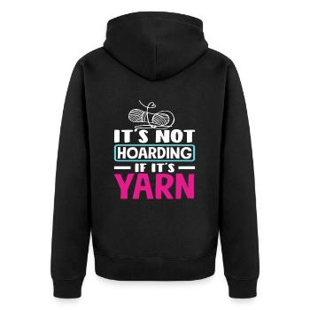 It's not collecting when it's knitting yarn - Unisex Premium Organic Zip Hoodie - black - Back - Nico (187cm)