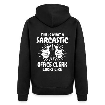 Sarkastischer Büroarbeiter - Unisex Premium Bio Zip Hoodie - Schwarz - Hinten - Nico (187cm)