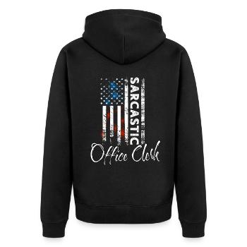 Sarkastischer Büroarbeiter - Unisex Premium Bio Zip Hoodie - Schwarz - Hinten - Nico (187cm)